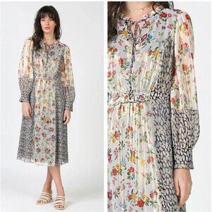 💕CURRENT AIR💕 Floral Combo Mixed Print Shine Midi Dress ~ Medium M NWT